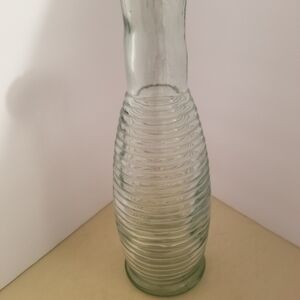 Green Ribbed Glass Vase